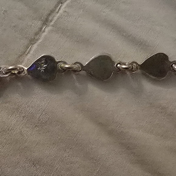 Silver Charm Bracelet With Red Enameled Heart Inlay - Picture 2 of 5